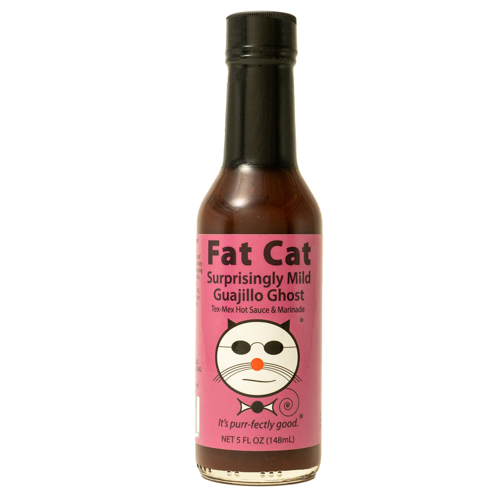Fat-Cat-Gourmet-Surprisingly-Mild-Guajillo-Ghost-Tex-Mex-Hot-Sauce-and-Marinade-Bottle
